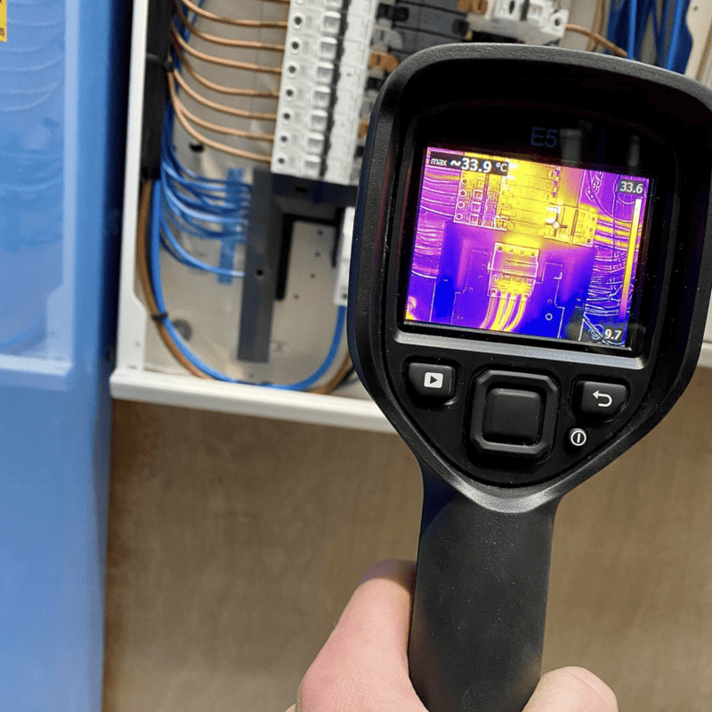 A thermal imagine check being carried out on a circuit board.
