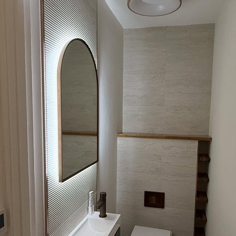 Led lights around a bathroom mirror
